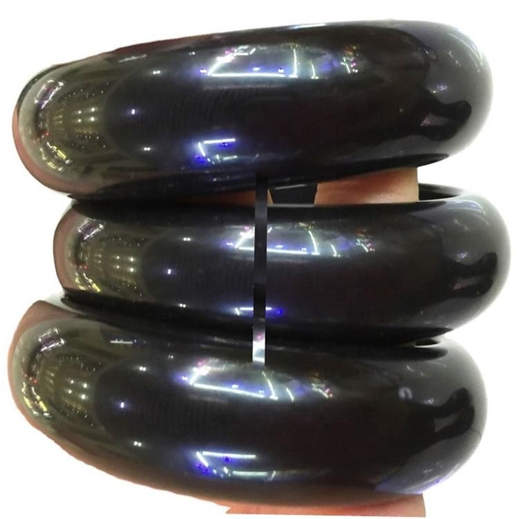 Pulsera de joyería de moda al por mayor Obsidian Gemstone Bangle Natural Black Obsidian Jade a mano tallada real un brazalete de piedra 17