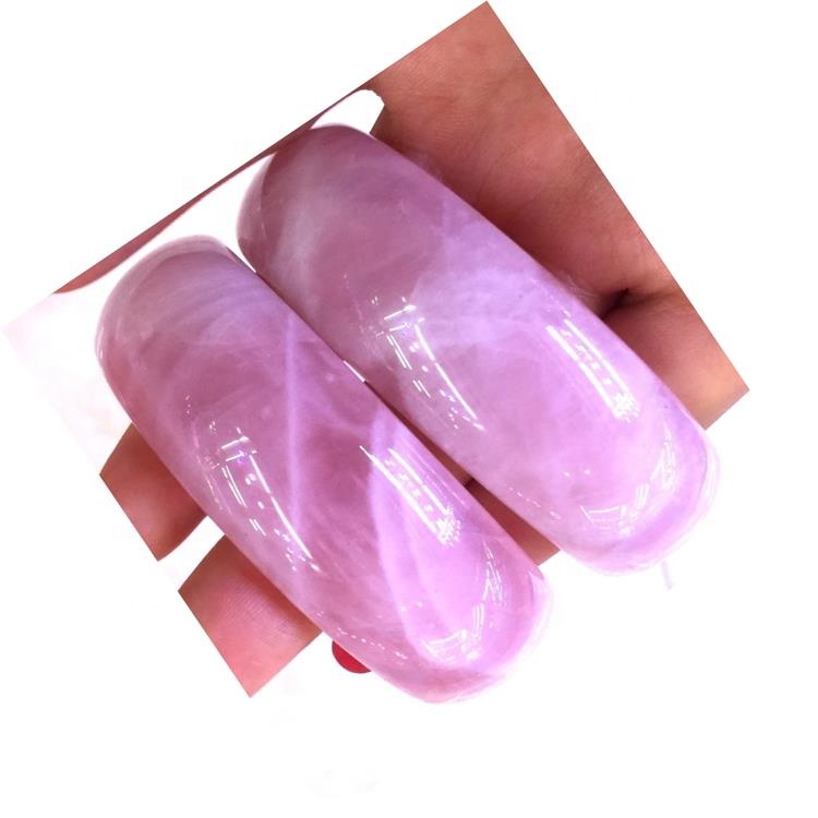 55-60mm Diámetro interior Diámetro Natural Rose Cuarzo Moda Piedra de piedras preciosas para mujer Brazalete de piedra sólida 17