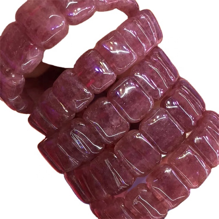 Borong Red Strawberry Quartz Square Shape Beads Bangle Gelang 17