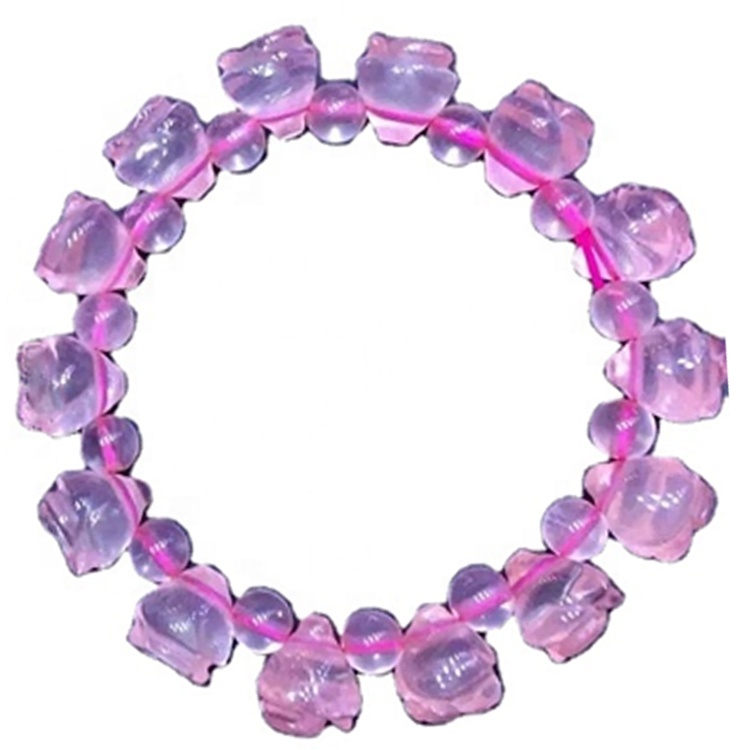 Ladies armbånd / tilpassbar armbånd / fin skåret naturlig Madagaskar Rose Quartz Gemstone armbånd 17