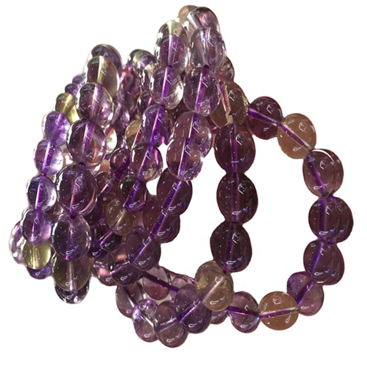 Bracciale per perline rotonde Ametrine naturalmente / braccialetto personalizzabile 17