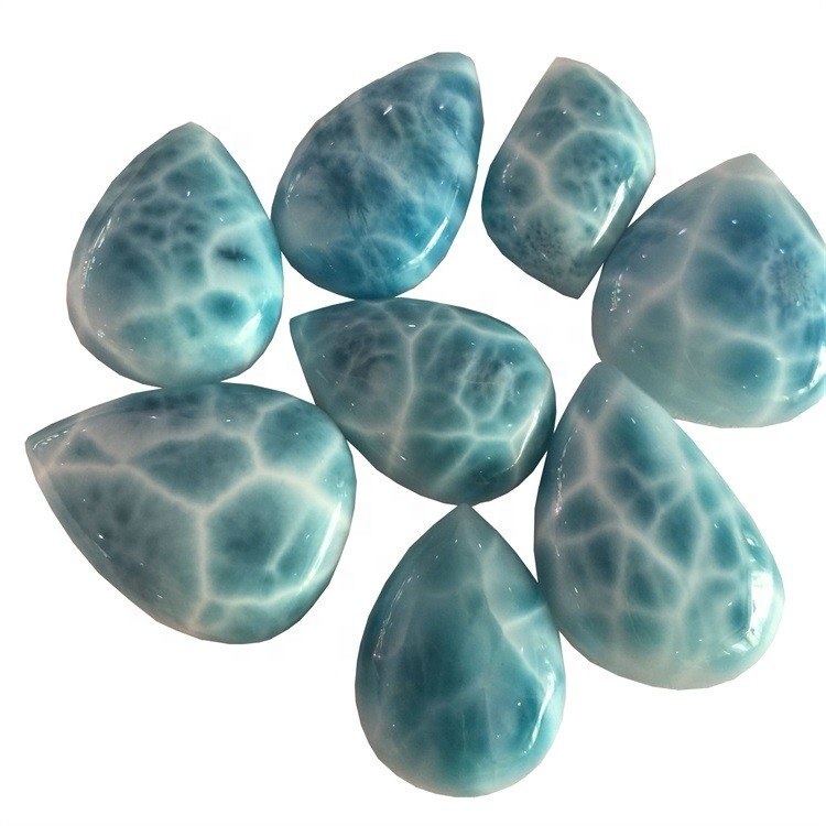 Natural azul larimar pêra forma cabochão gemstone natural dominicano larimar Genuine Gemstone 17