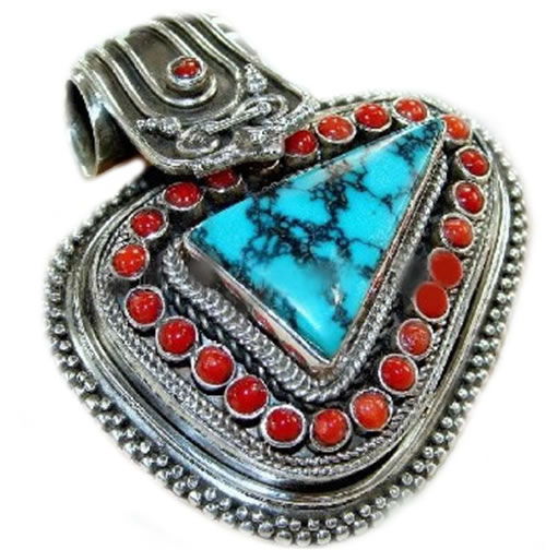 Mainit nga ibaligya ang pag-personalize sa usa ka nalakip nga locket turqquoise nga pendant nga alahas 17