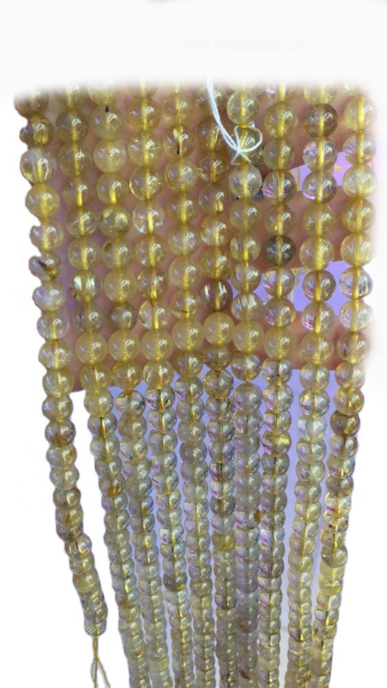 Golden Ruetilated الكوارتز الأحجار الكريمة الذهب الصف AA جولة فضفاض الخرز 17