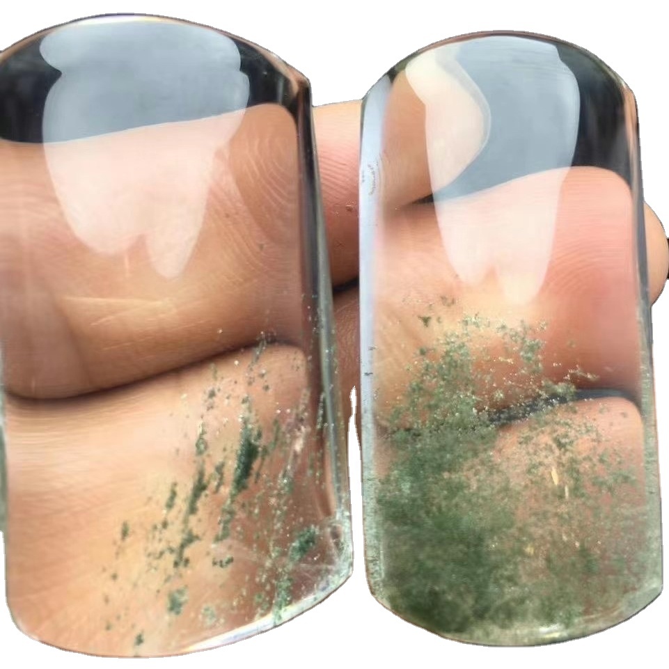 100٪ قدرتي Gemstone ۾ شامل ڪريو گرين فينٽم کوارٽز ڪيبوچون 17