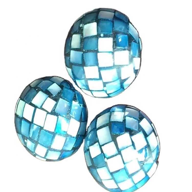 Ang kamot naghimo sa natural nga abalone shell mosaic round luag nga cabochon love gemstone 17