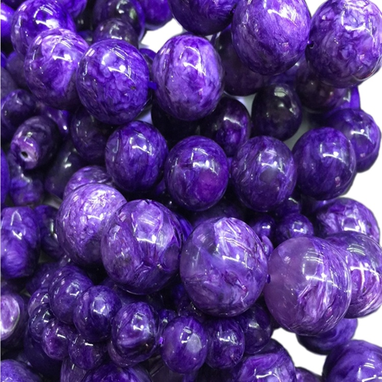 Natyrore Charoite byzylyk rrumbullakët raundin e rrumbullakët rrumbullakët shëruese të energjisë gur gur i çmuar të lirshme Beads Bërja e bizhuteri për gjerdan byzylyk 17