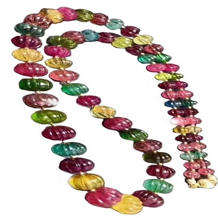 berkualiti tinggi berwarna-warni tourmaline rubellite natural batu kalung yang sihat 11