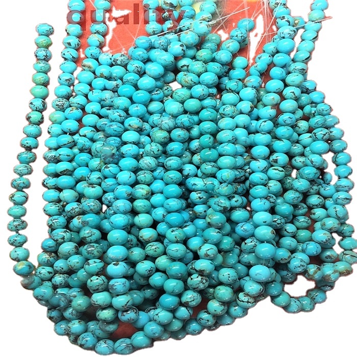 Природни тиркизна мазни кружни монистра одделение круг лабава монистра целосна жица круг 32