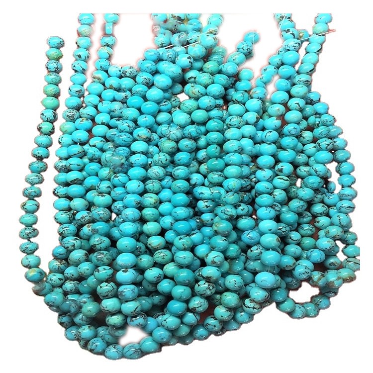 Природни тиркизна мазни кружни монистра одделение круг лабава монистра целосна жица круг 36