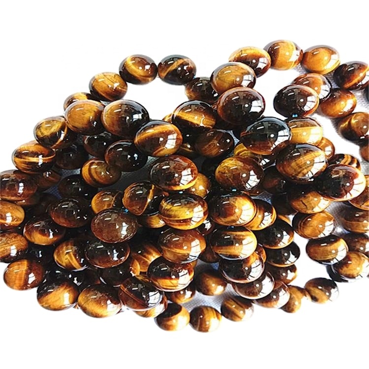 Природна жолта тигар око нараквица круг облик монистра мазна скапоцен камен 29