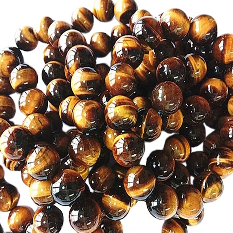 സ്വാഭാവിക മഞ്ഞ കടുവകൊണ്ട് ബ്രേസ്ലെറ്റ് റൗണ്ട് മുത്തുകൾ മിനുസമാർന്ന ജെംസ്റ്റോൺ 13