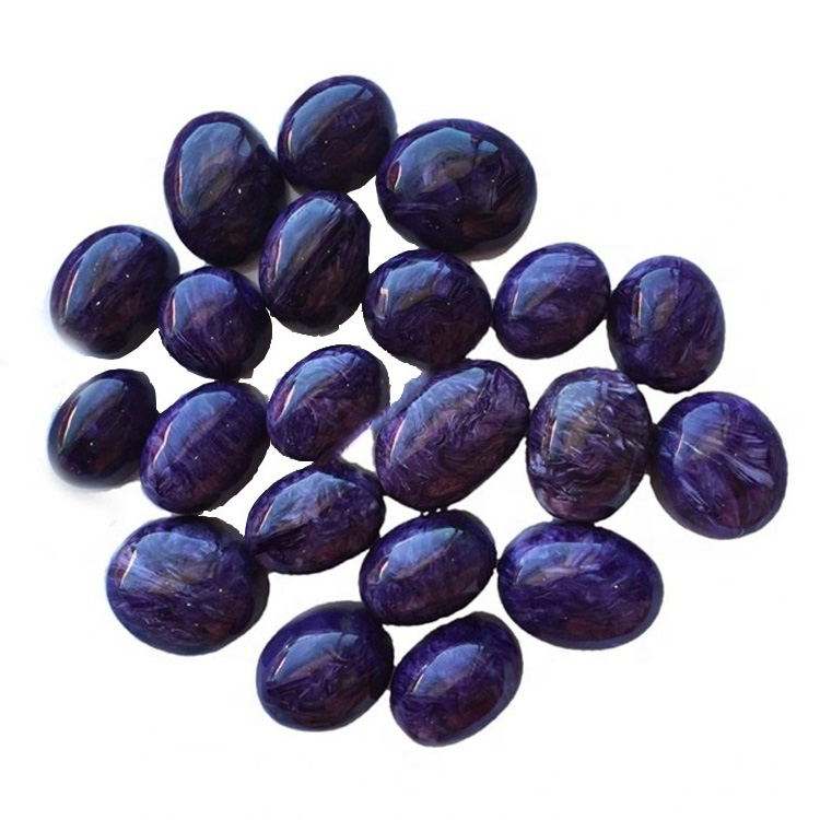 Charoite OLAL កាត់ Gemstone Cabochon សម្រាប់គ្រឿងអលង្ការកាបូធូសធម្មជាតិ 13