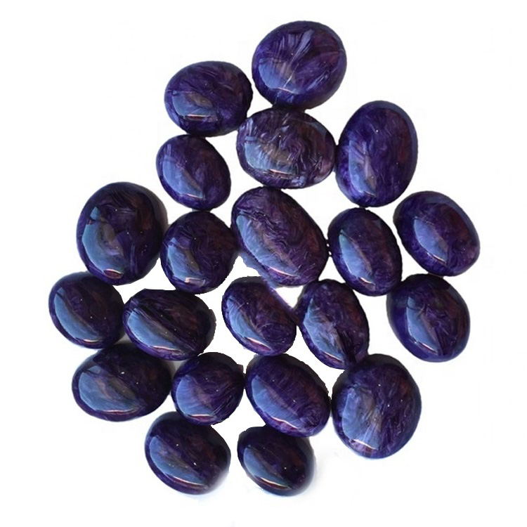 Charoite OLAL កាត់ Gemstone Cabochon សម្រាប់គ្រឿងអលង្ការកាបូធូសធម្មជាតិ 17