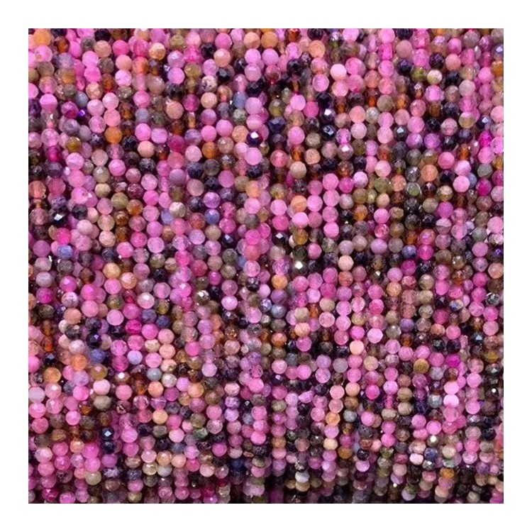 ମଲ୍ଟି ଟୁର୍ମାଲିନ୍ ଫେସେଟେଡ୍ ବିଡ୍ ପ୍ରାକୃତିକ ଖାଲି ରତ୍ନ ପଥର ବିଡ୍ |1 15