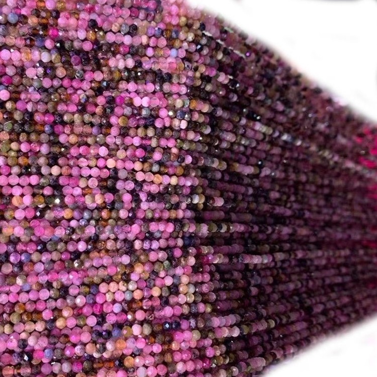 ମଲ୍ଟି ଟୁର୍ମାଲିନ୍ ଫେସେଟେଡ୍ ବିଡ୍ ପ୍ରାକୃତିକ ଖାଲି ରତ୍ନ ପଥର ବିଡ୍ |1 17