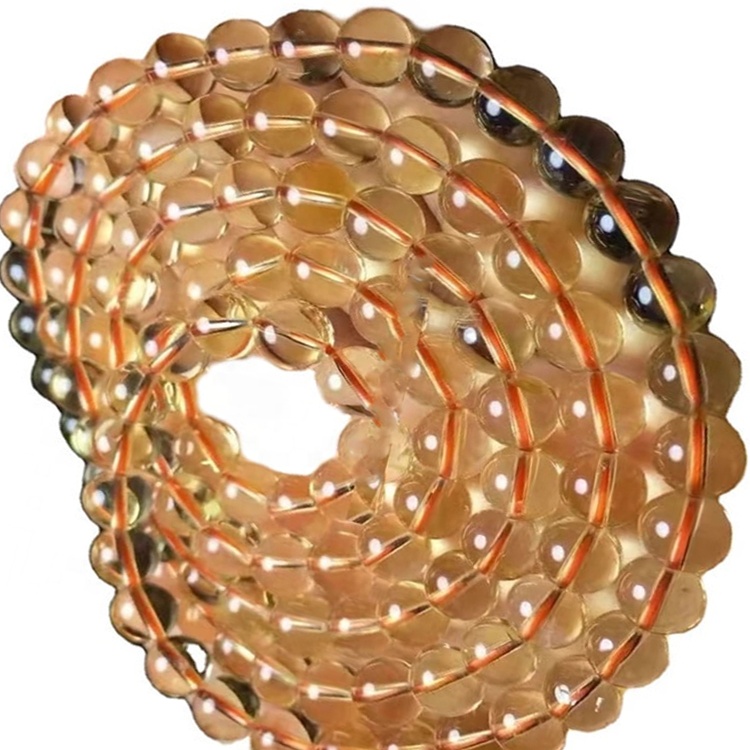 គ្រឿងអលង្ការ Citrine Round Beads Necklace ធ្វើដោយដៃ1 15