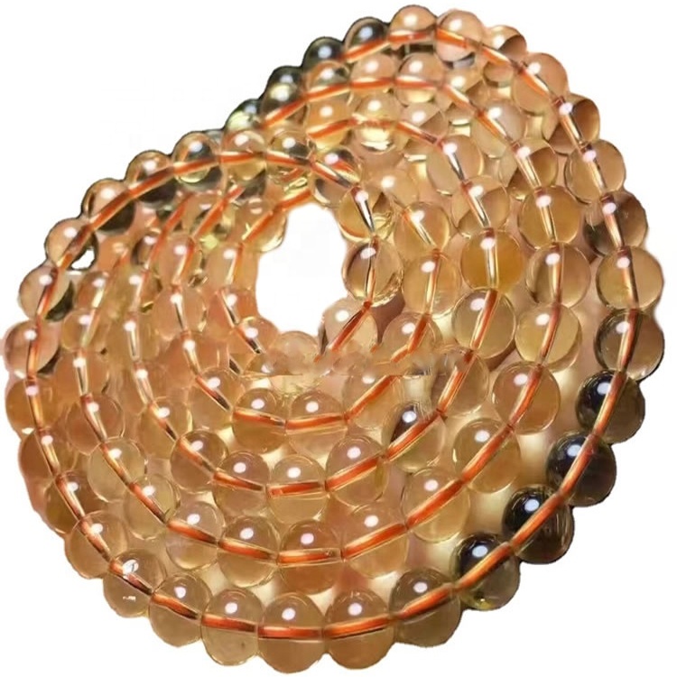 គ្រឿងអលង្ការ Citrine Round Beads Necklace ធ្វើដោយដៃ1 17