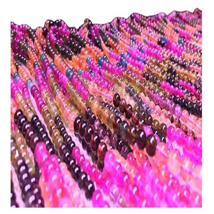 Natuerlike Tourmaline Rubellite rûne kralen ketting sieraden 15