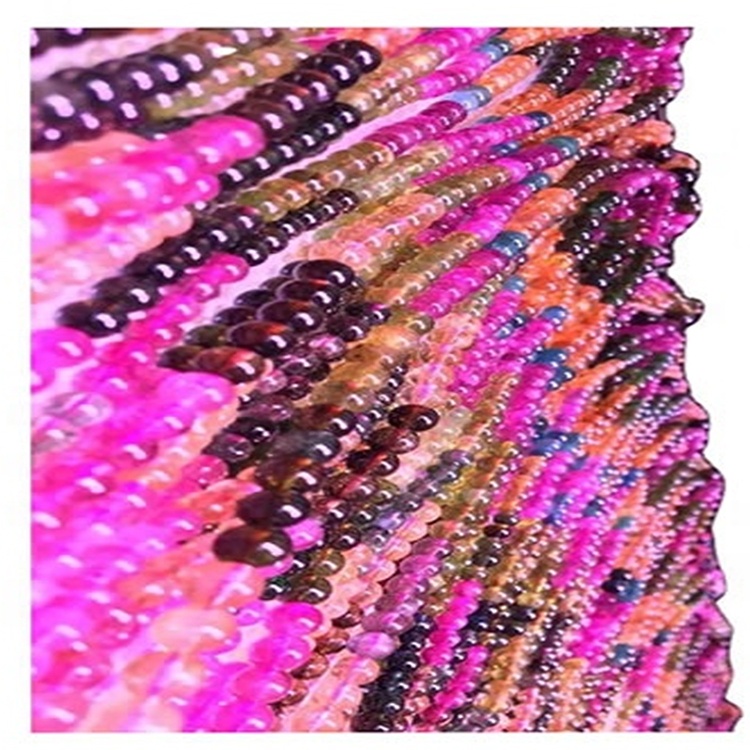 Natuerlike Tourmaline Rubellite rûne kralen ketting sieraden 17