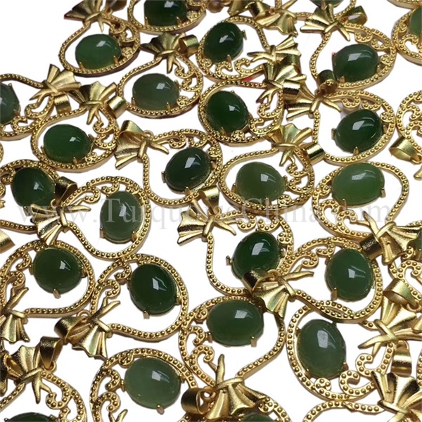 Vergréisserten Ausdauer voll gréng Jadeit Pendant héich Klass CABOCHOCHON GEMSSTONS FACE CODE 9