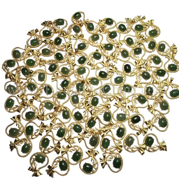 Vergréisserten Ausdauer voll gréng Jadeit Pendant héich Klass CABOCHOCHON GEMSSTONS FACE CODE 11