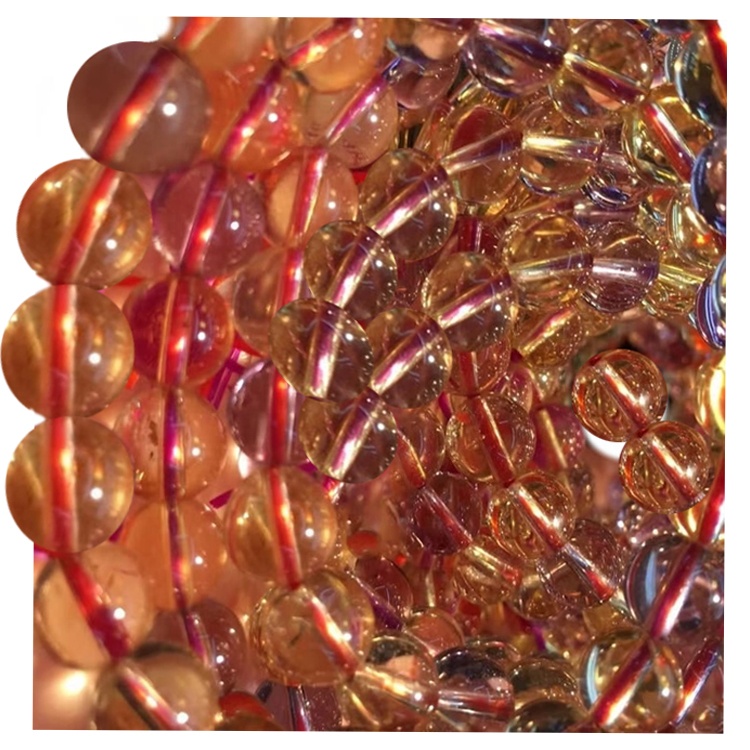 Veľkoobchod Cenník Kruhový tvar Citrín Prírodné Gemstone Korálky Náhrdelník 18