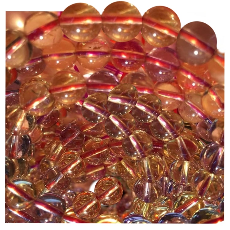 Veľkoobchod Cenník Kruhový tvar Citrín Prírodné Gemstone Korálky Náhrdelník 20