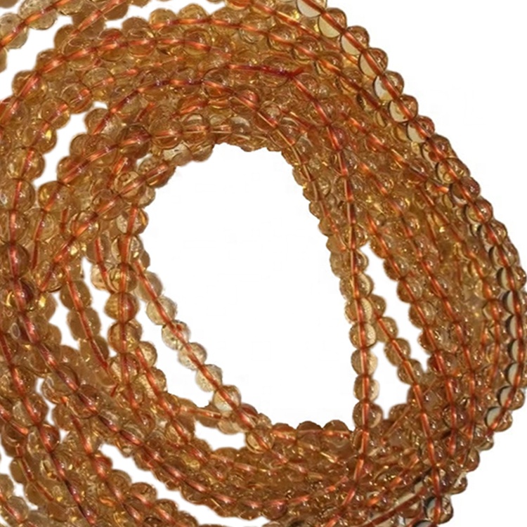 Přírodní Citrine Smooth Kulaté korálky 108ks Buddha Beads Strands Náhrdelník 7