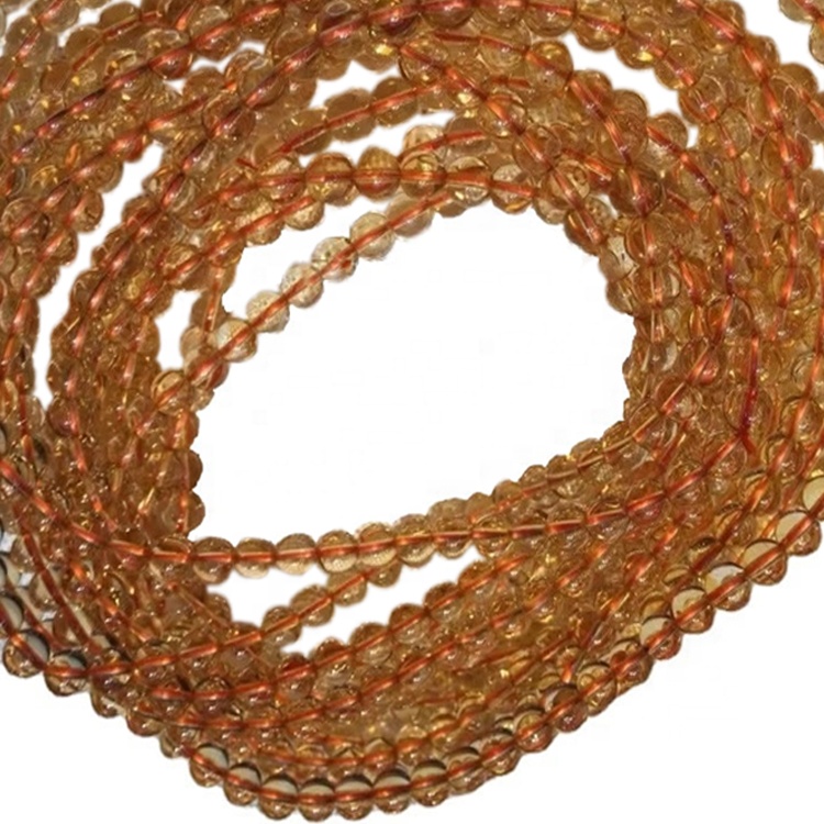 Přírodní Citrine Smooth Kulaté korálky 108ks Buddha Beads Strands Náhrdelník 11