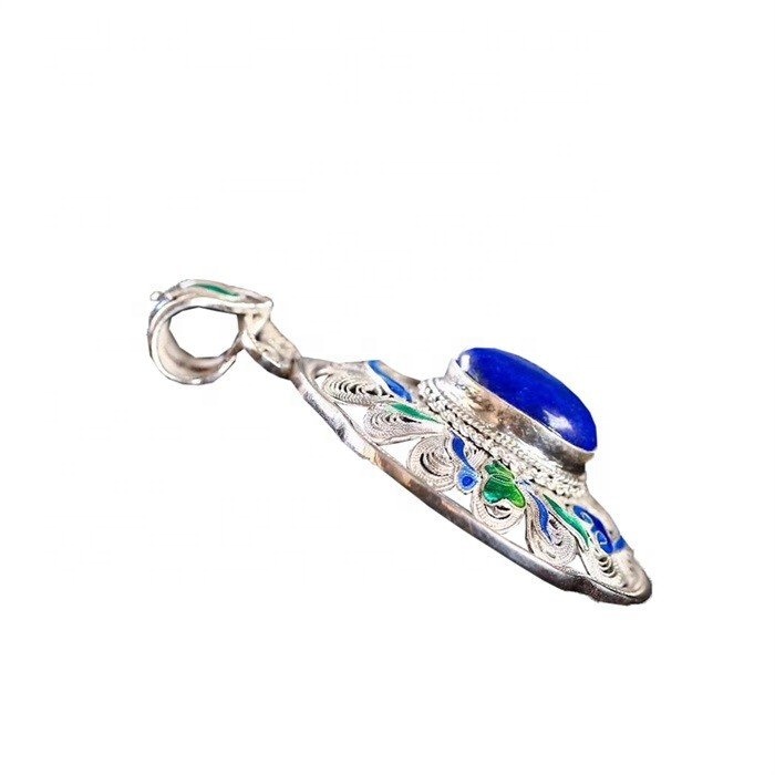 Elegantan plavi lapis ovalni privjesak nakit nakit 7