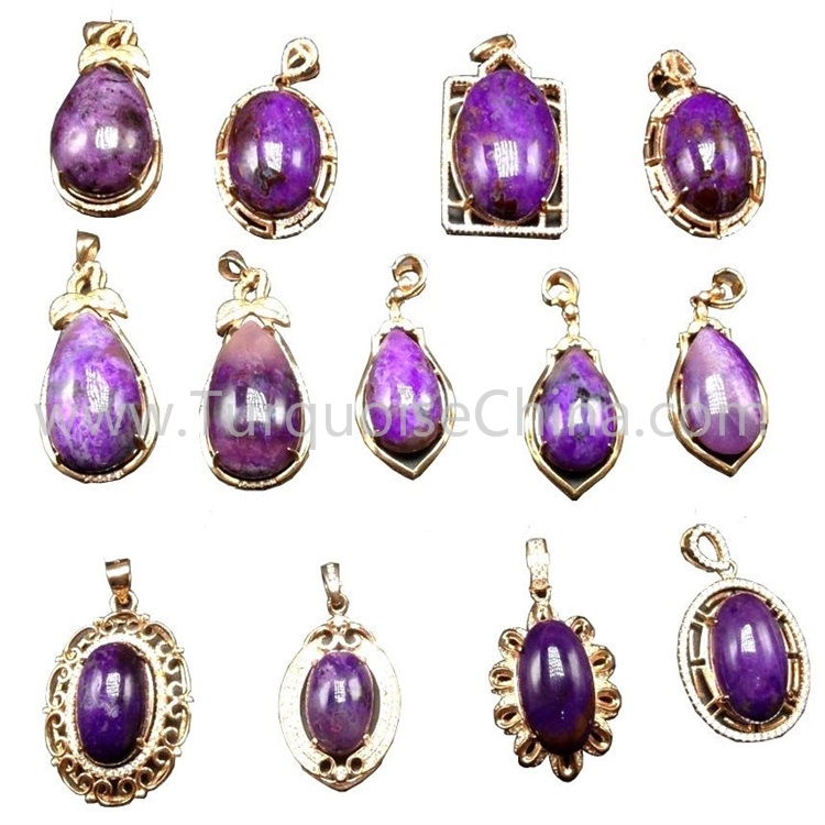 Asli Alami Sugilite Purple Gemstone Pendant Wanita Reiki Pendant 11