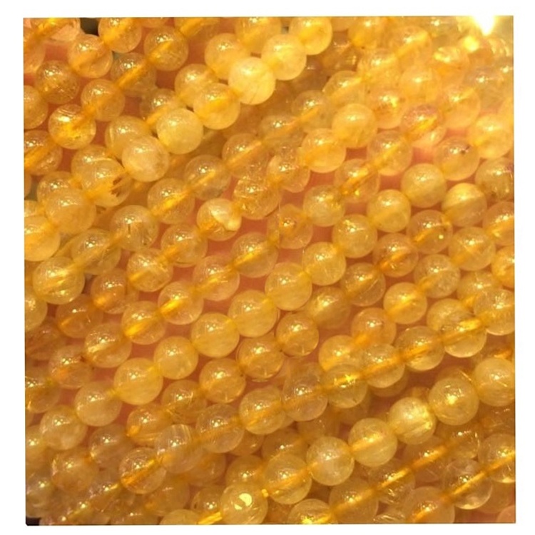 Golden Rutilat Kwarz Crystal Bracelet Tond Crystal Fejqan dehbijiet Gift Metaphysical Crystals Healings Ġebel 7
