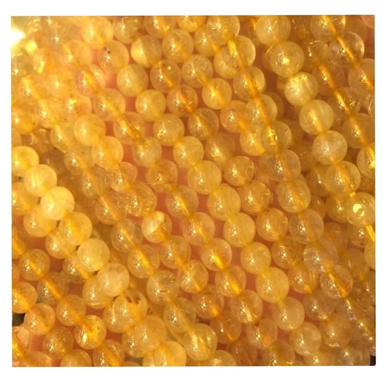 Golden Rutilat Kwarz Crystal Bracelet Tond Crystal Fejqan dehbijiet Gift Metaphysical Crystals Healings Ġebel 9