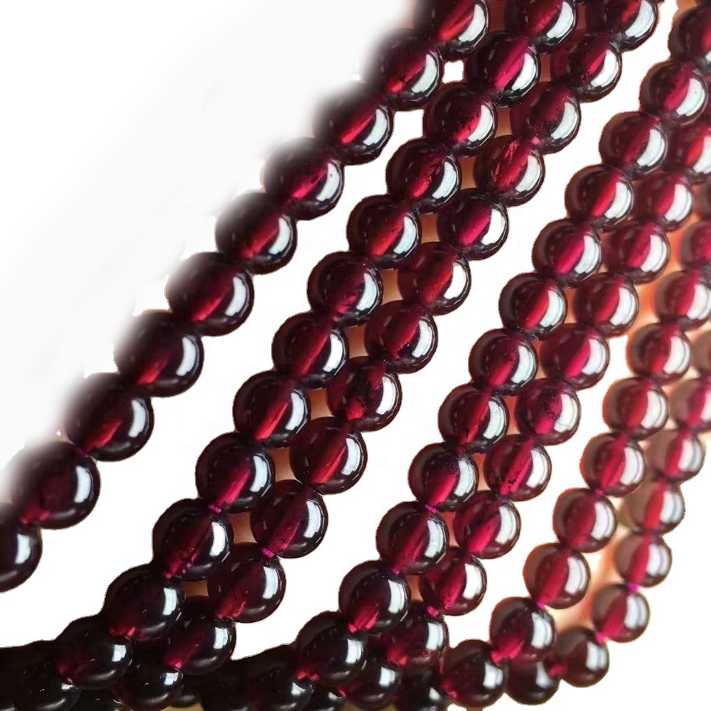Cuentas naturales redondas de 3mm Vino rojo Garnet Garnet Strand 7