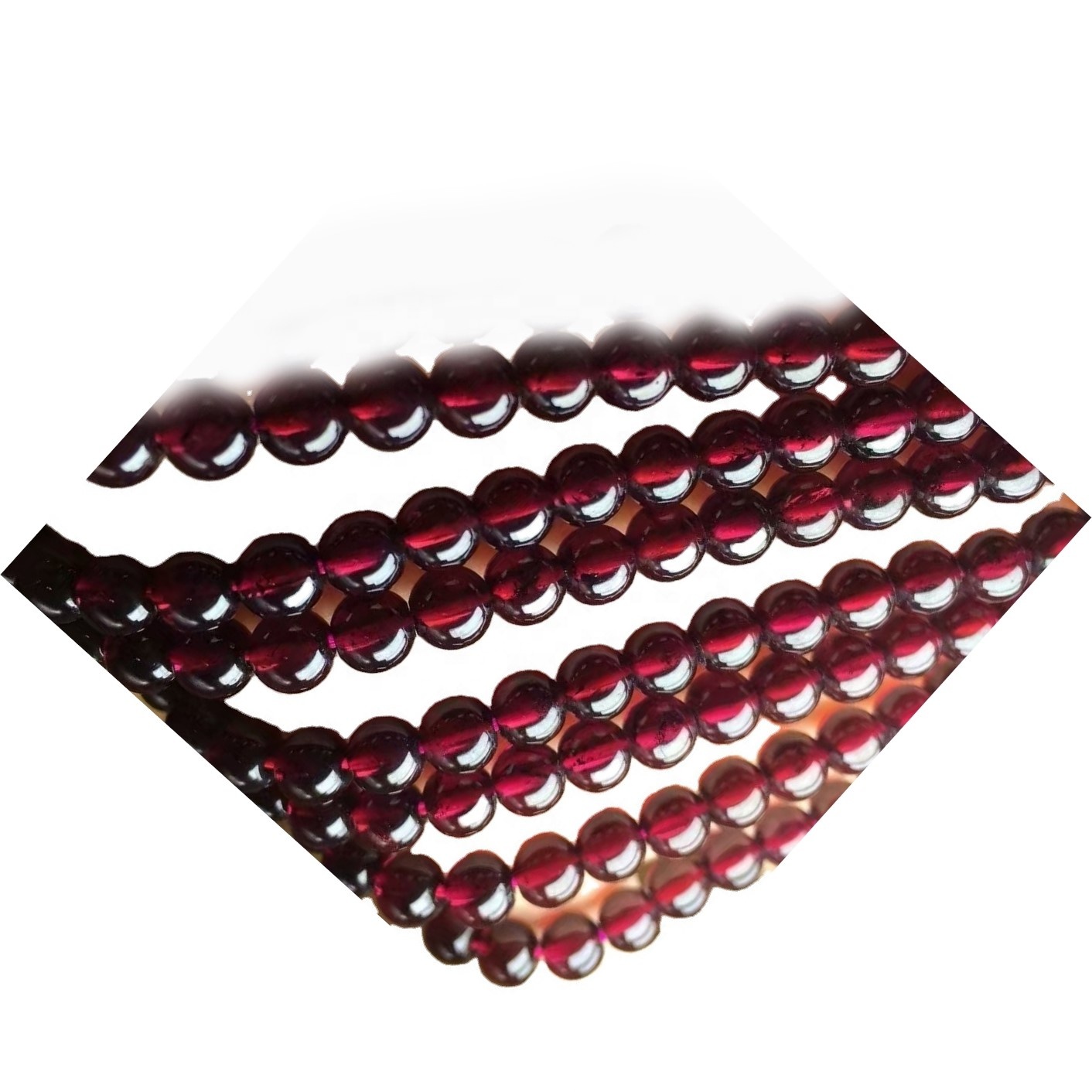 Cuentas naturales redondas de 3mm Vino rojo Garnet Garnet Strand 9