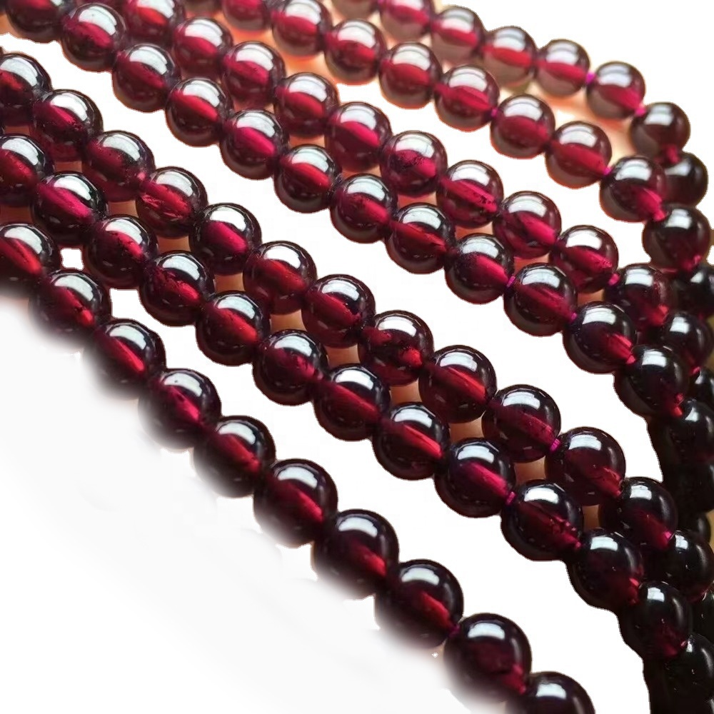Cuentas naturales redondas de 3mm Vino rojo Garnet Garnet Strand 11