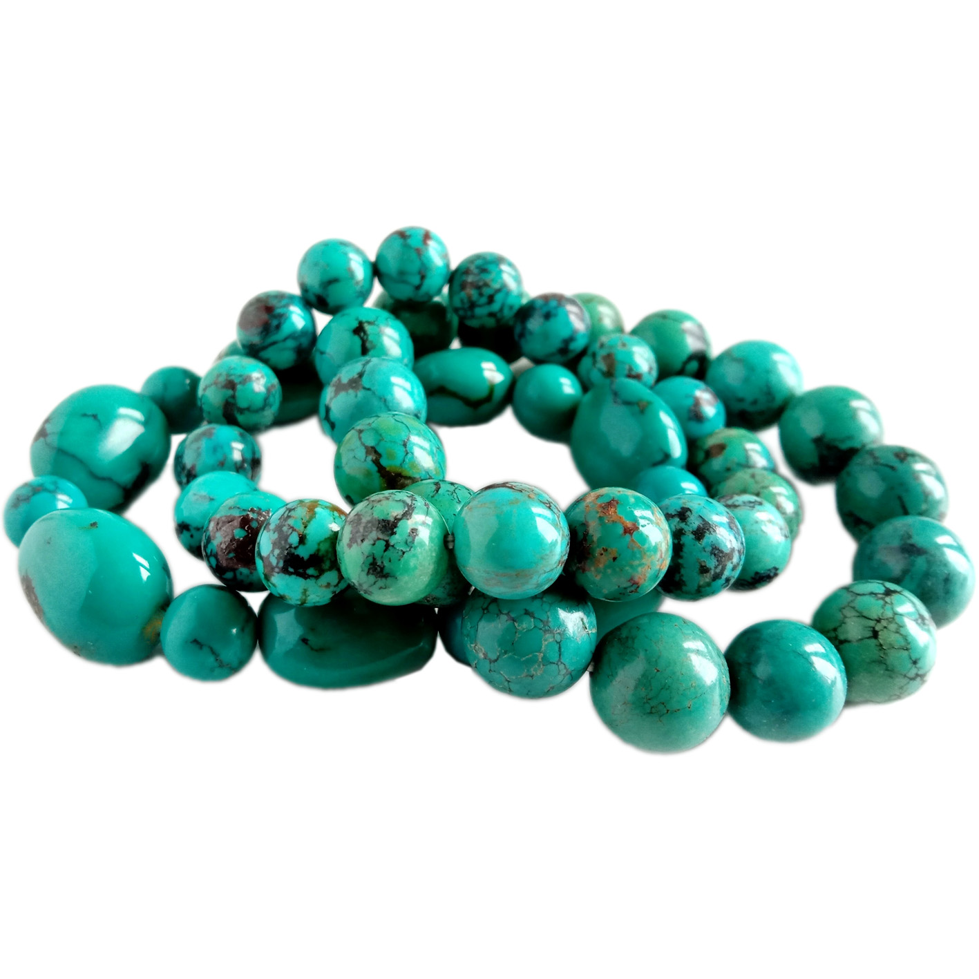 藍色綠松石高品質圓形 9 毫米至 12 毫米光滑寶石珠絕對未經處理的天然珠 7