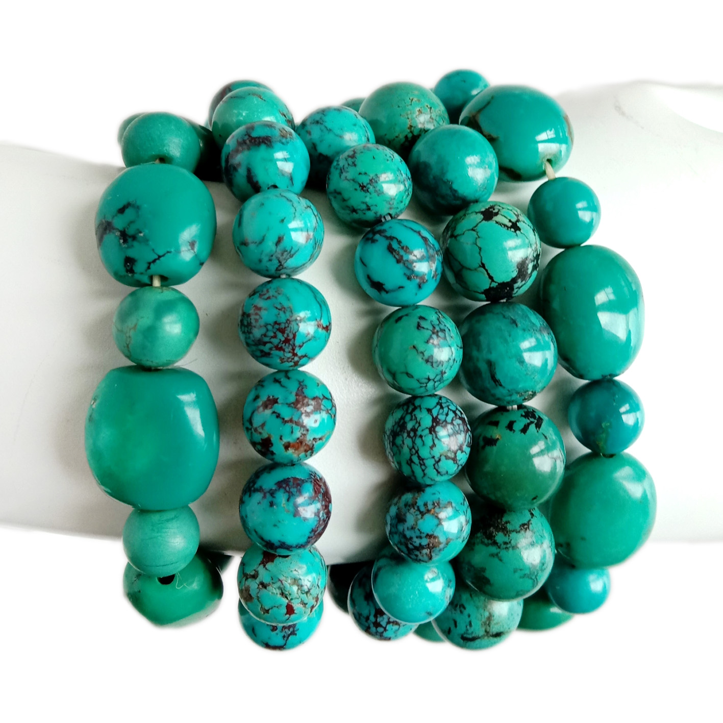 藍色綠松石高品質圓形 9 毫米至 12 毫米光滑寶石珠絕對未經處理的天然珠 8