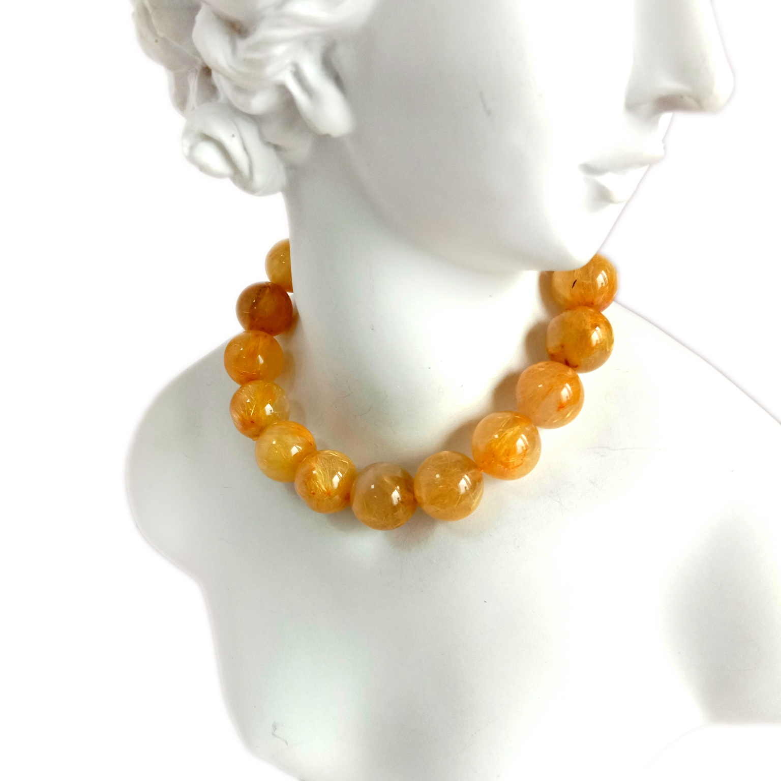 נאַטירלעך גאָלד רוטילאַטעד קוואַרץ שטיין קרעל 12 מם גלאַט קייַלעכיק קרעל פּרעכטיק 8