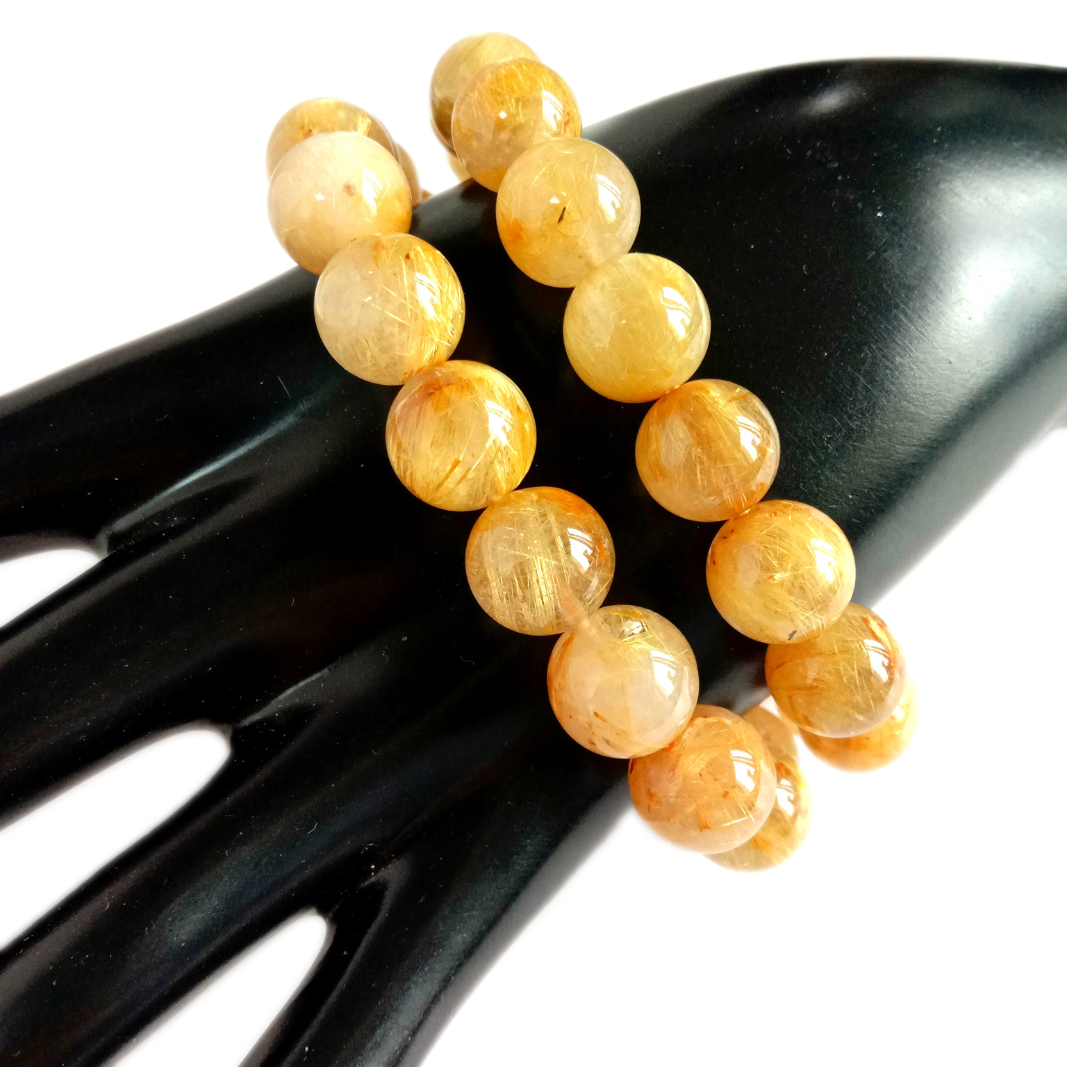 נאַטירלעך גאָלד רוטילאַטעד קוואַרץ שטיין קרעל 12 מם גלאַט קייַלעכיק קרעל פּרעכטיק 12