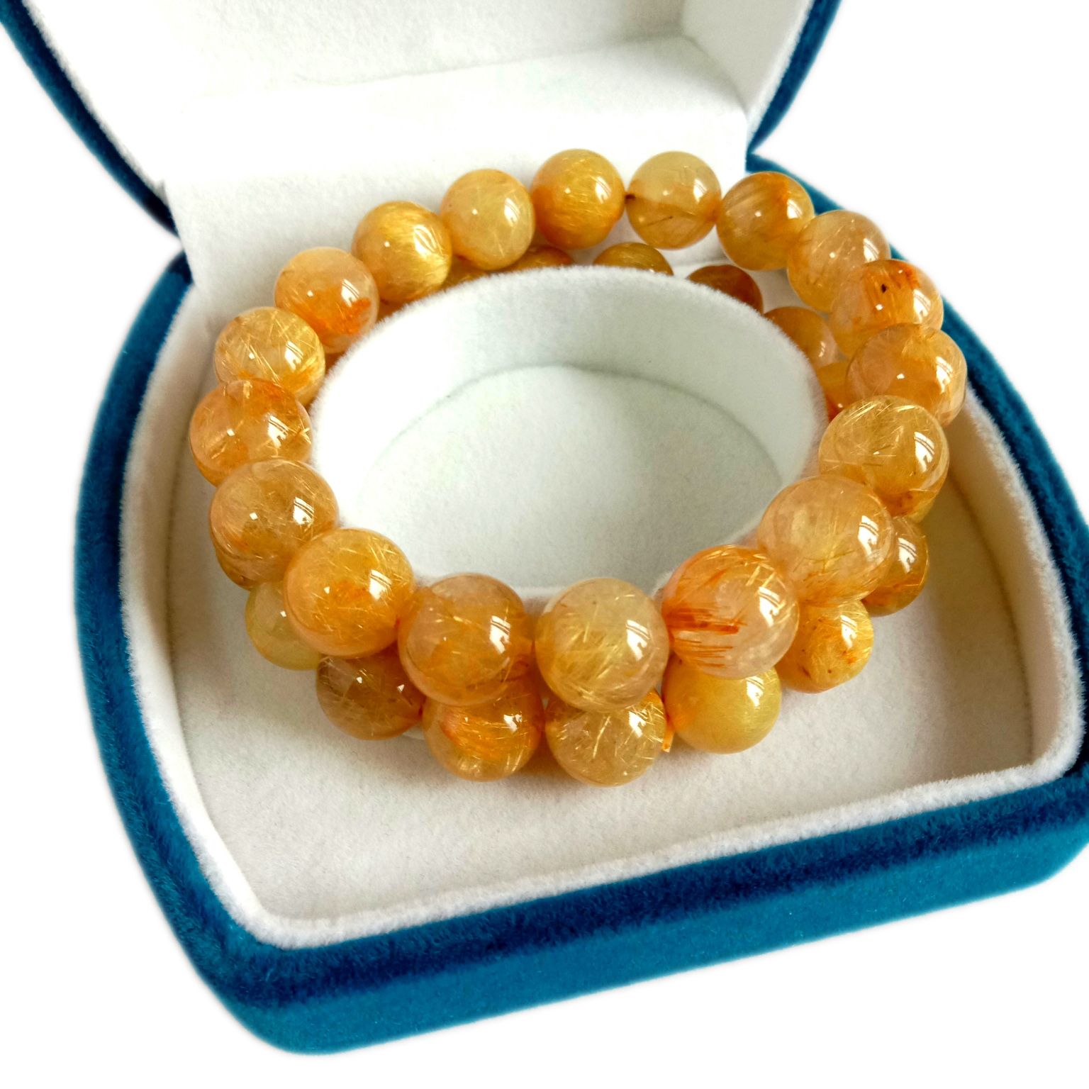 נאַטירלעך גאָלד רוטילאַטעד קוואַרץ שטיין קרעל 12 מם גלאַט קייַלעכיק קרעל פּרעכטיק 11