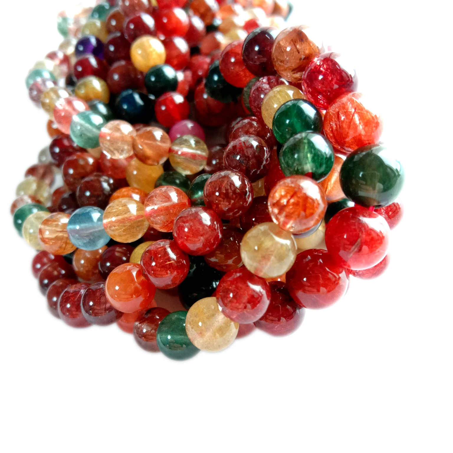 עכט נאַטירלעך קופּער פאַרביק רוטילאַטעד קוואַרץ קריסטאַל קאַץ אויג קלאָר גאָלד רוטילאַטעד קייַלעכיק קרעלן 12