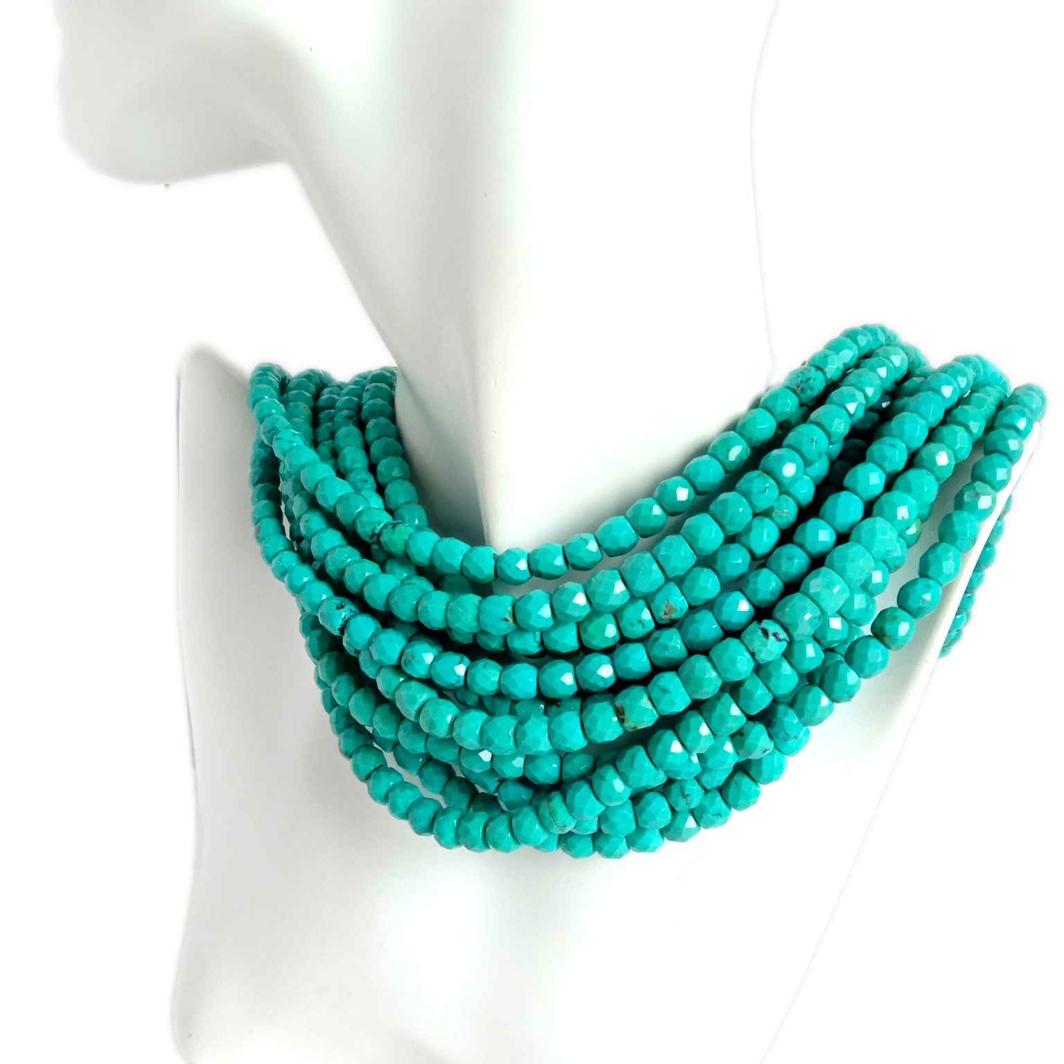 Naturlig Arizona turkis fasettert rondelleperle 6 mm Arizona turkis edelstensperler til halskjede 9