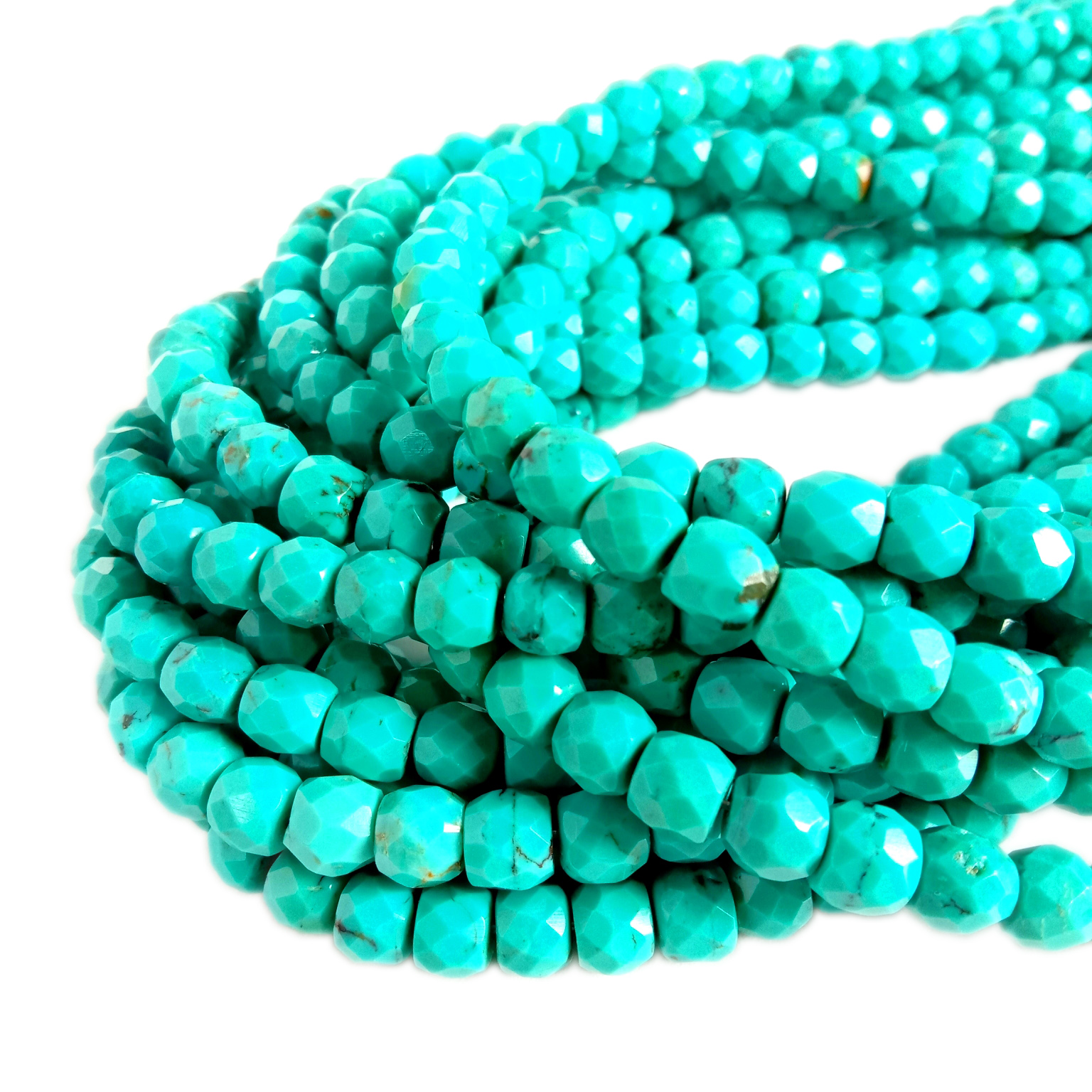 Naturlig Arizona turkis fasettert rondelleperle 6 mm Arizona turkis edelstensperler til halskjede 11