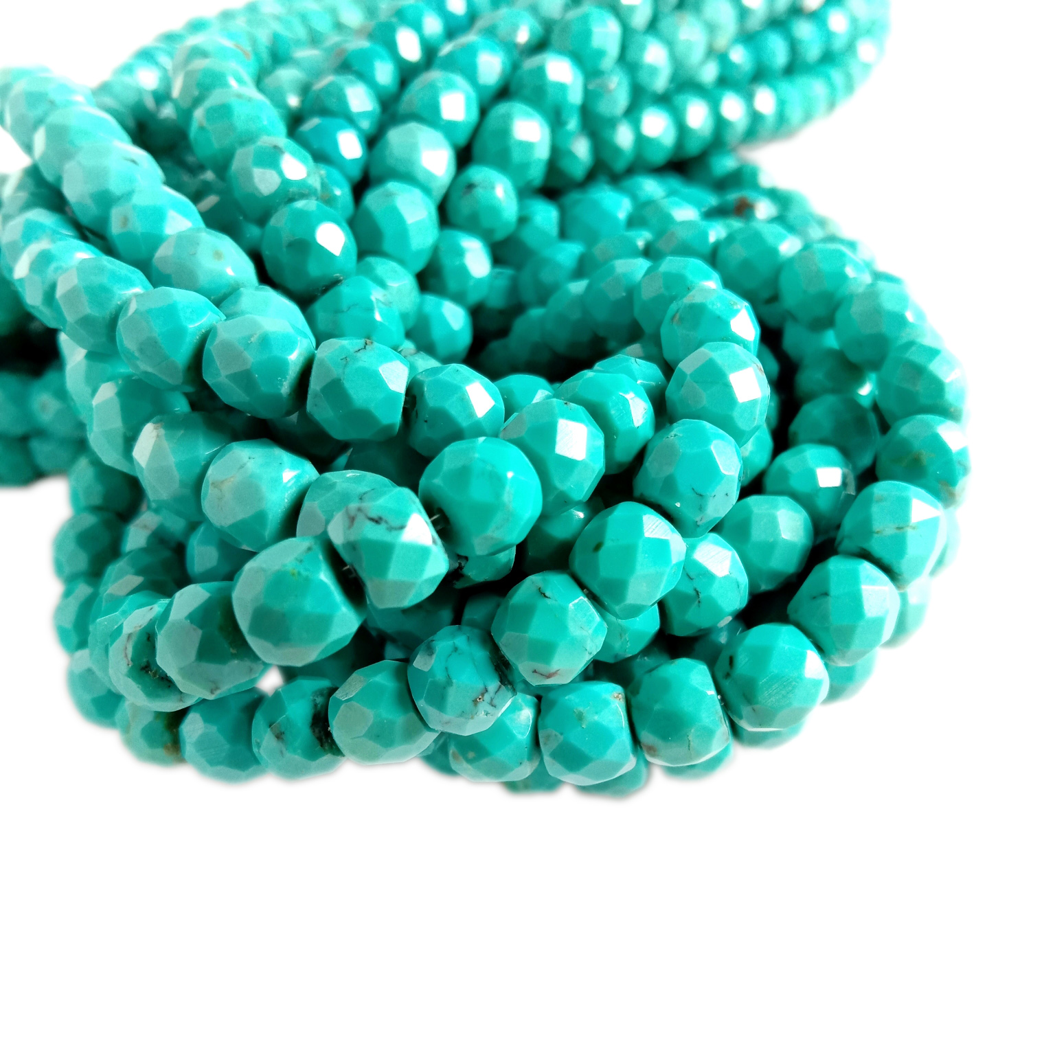 Naturlig Arizona turkis fasettert rondelleperle 6 mm Arizona turkis edelstensperler til halskjede 10