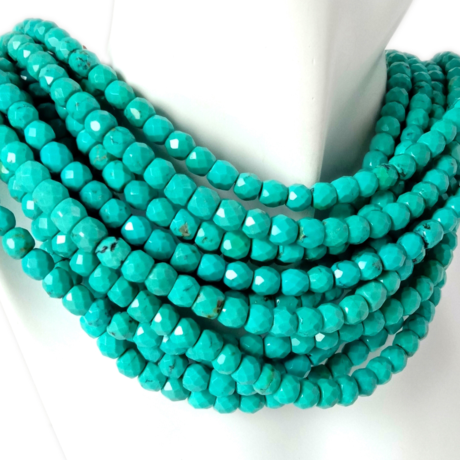 Naturlig Arizona turkis fasettert rondelleperle 6 mm Arizona turkis edelstensperler til halskjede 8