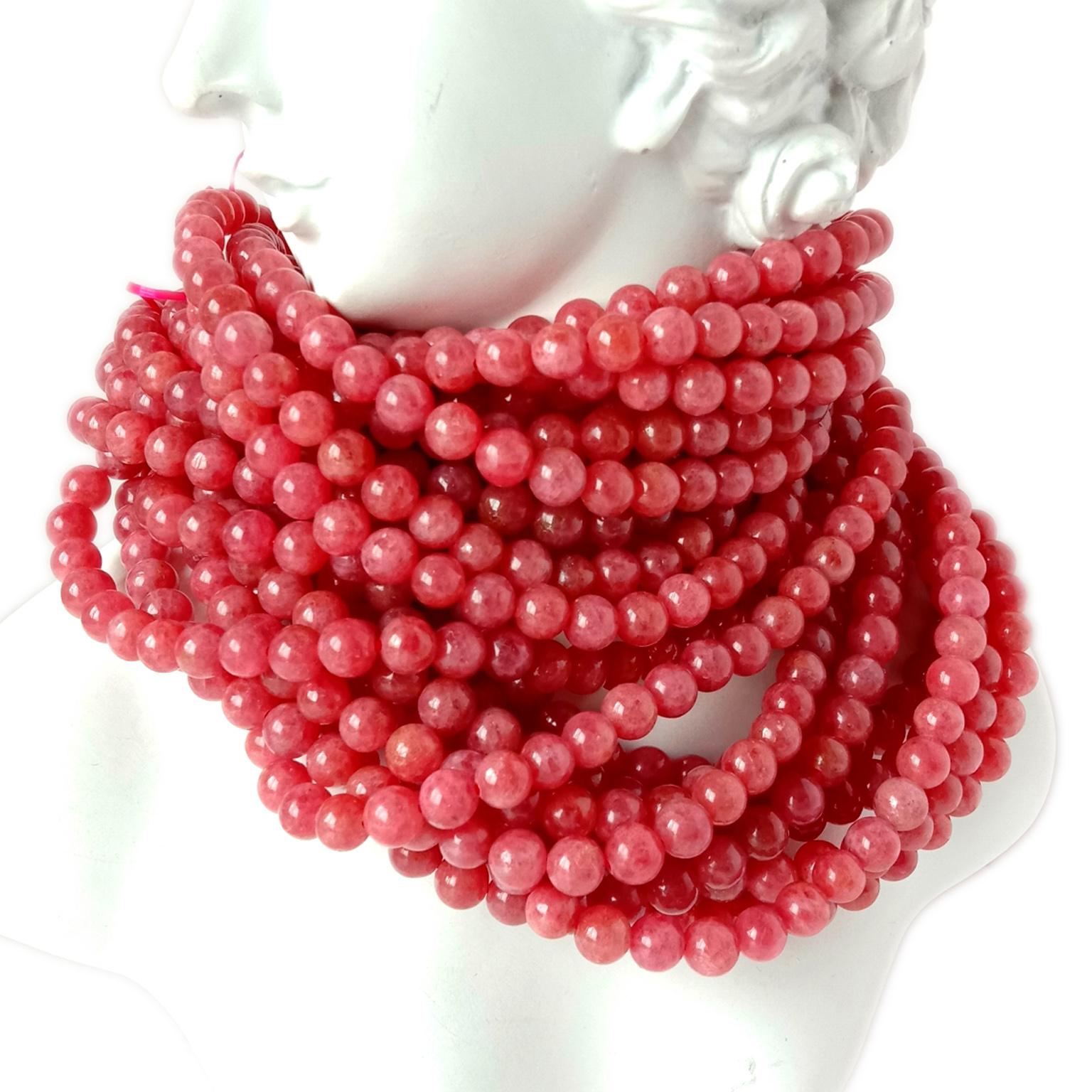 ಅಪ್ಪಟ ನೈಸರ್ಗಿಕ ಗುಲಾಬಿ ಗುಲಾಬಿ ರೋಡೋನೈಟ್ ಲೂಸ್ ಬೀಡ್ಸ್ ರೌಂಡ್ ಶೇಪ್ 6mm 8