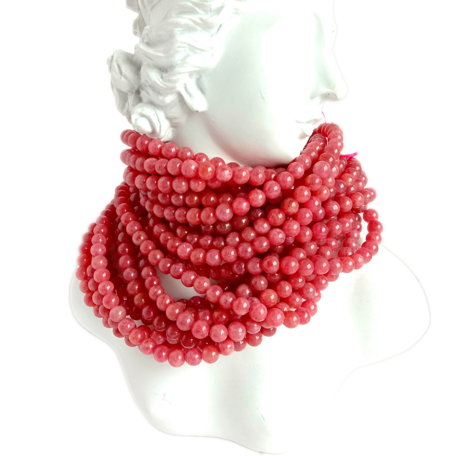 ಅಪ್ಪಟ ನೈಸರ್ಗಿಕ ಗುಲಾಬಿ ಗುಲಾಬಿ ರೋಡೋನೈಟ್ ಲೂಸ್ ಬೀಡ್ಸ್ ರೌಂಡ್ ಶೇಪ್ 6mm 9