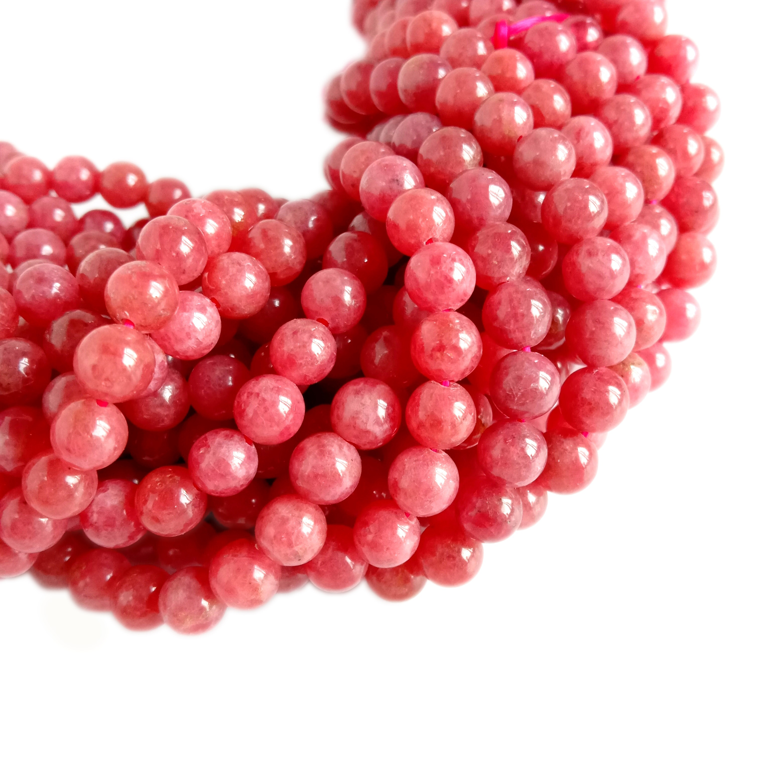 ಅಪ್ಪಟ ನೈಸರ್ಗಿಕ ಗುಲಾಬಿ ಗುಲಾಬಿ ರೋಡೋನೈಟ್ ಲೂಸ್ ಬೀಡ್ಸ್ ರೌಂಡ್ ಶೇಪ್ 6mm 11